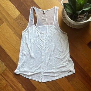 NWOT Guess White Tank Top Camisole, Sheer Mesh Detail